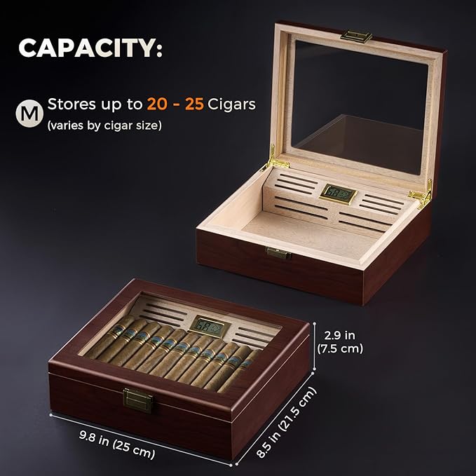 ProCase Wood Cigar Humidor Box, Wooden Desktop Cigar Storage Case, - Image 7