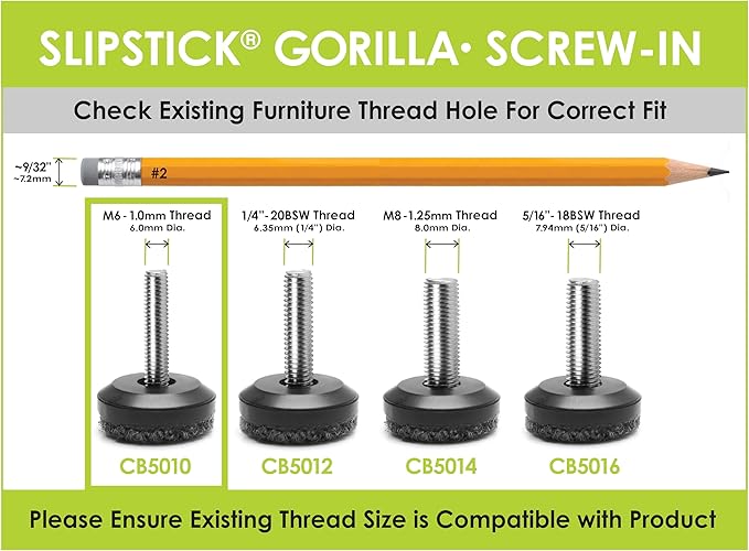 Slipstick Gorilla Outdoor Adjustable Furniture Levelers Weatherproof Screw in - Image 5