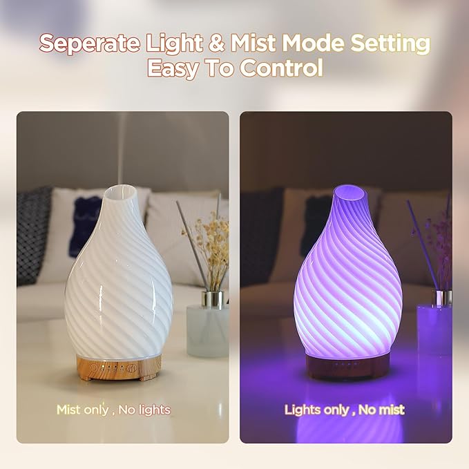 Art Glass Essential Oil Diffuser - 160ml Ultrasonic Cool Mist Scent Aroma - Image 6