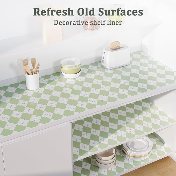 Sage Green Shelf Liner for Kitchen Cabinets 18" x 120" Non-Adhesive Non-Slip - Image 6