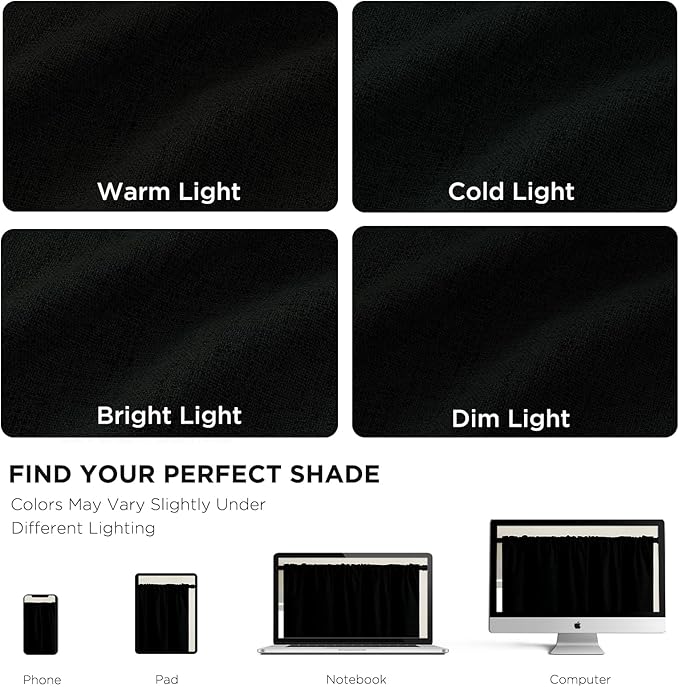 CUCRAF Linen 100% Blackout Curtains 84 Inch Length 2 Panels Set, Back Tab and - Image 4