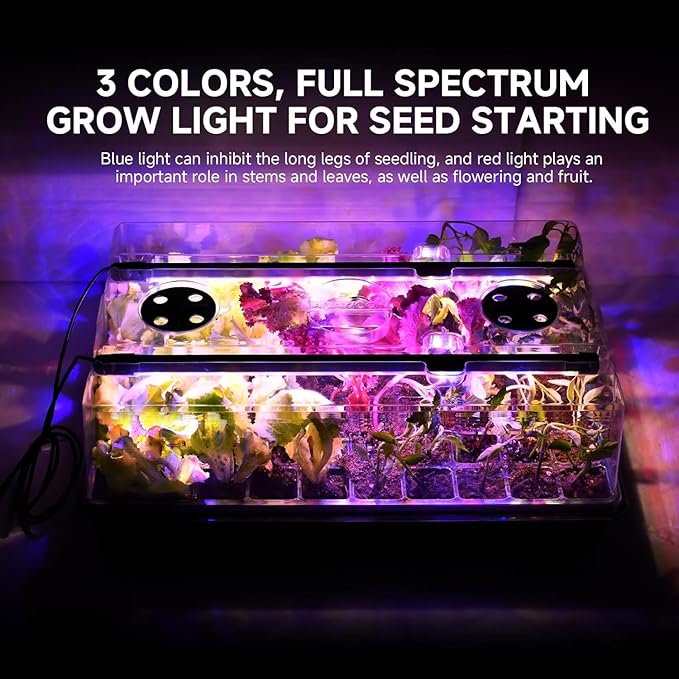 Seed Starter Tray with Grow Light and Thermostat Controller Heat Mat - Image 6