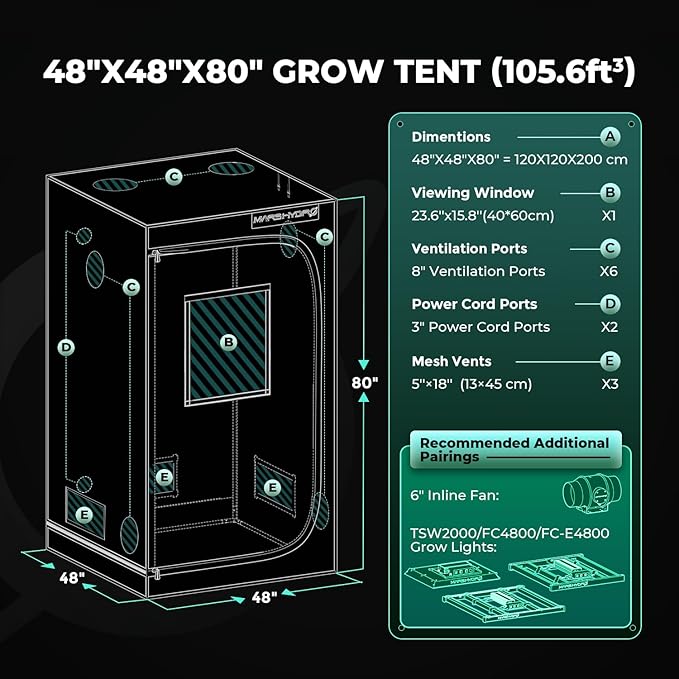 MARS HYDRO 4x4 Grow Tent Pro, Larger Observation Window, Controller & Socket - Image 8
