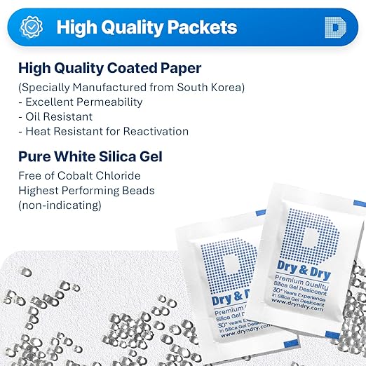 Dry & Dry 5 Gram Silica Gel Packets Silica Gel Desiccants, Silica Gel Packs - Image 2
