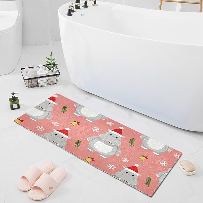 Merry Christmas Hippopotamus Pink decorative rugs - Image 8