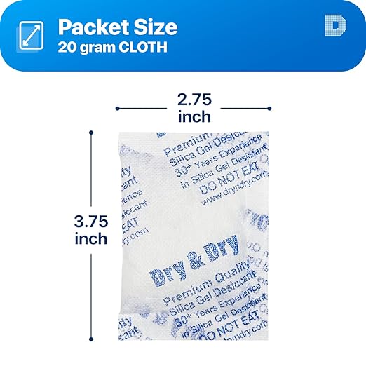 Dry & Dry 20 Gram Silica Gel Packets Desiccants, Silica Packets - Image 7