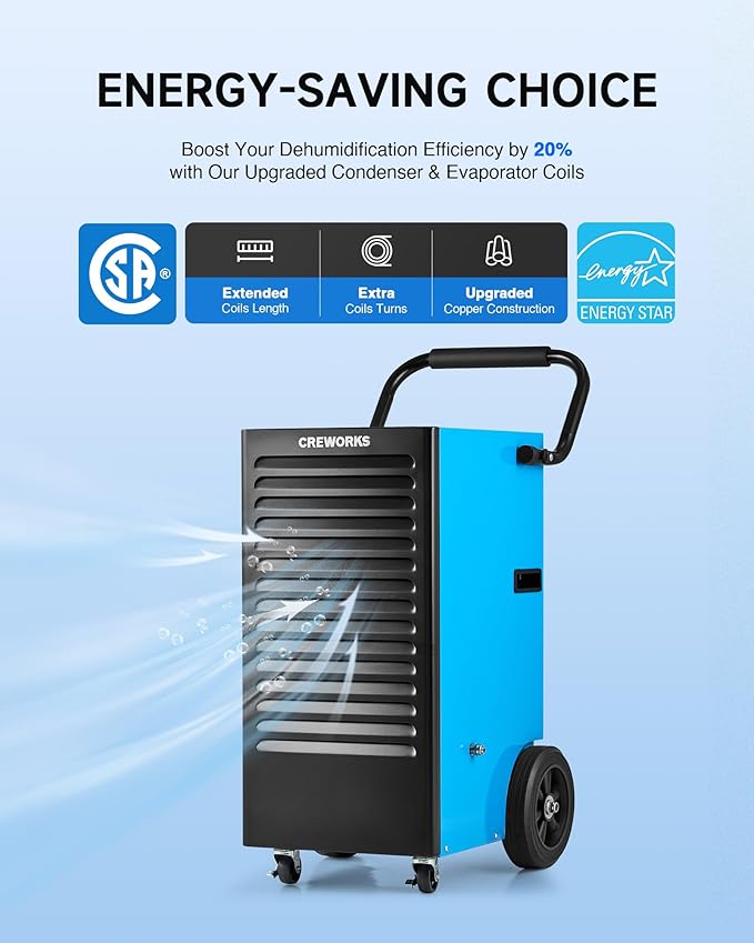 CREWORKS 180 PPD Commercial Dehumidifier, 180 Pint Dehumidifier - Image 3