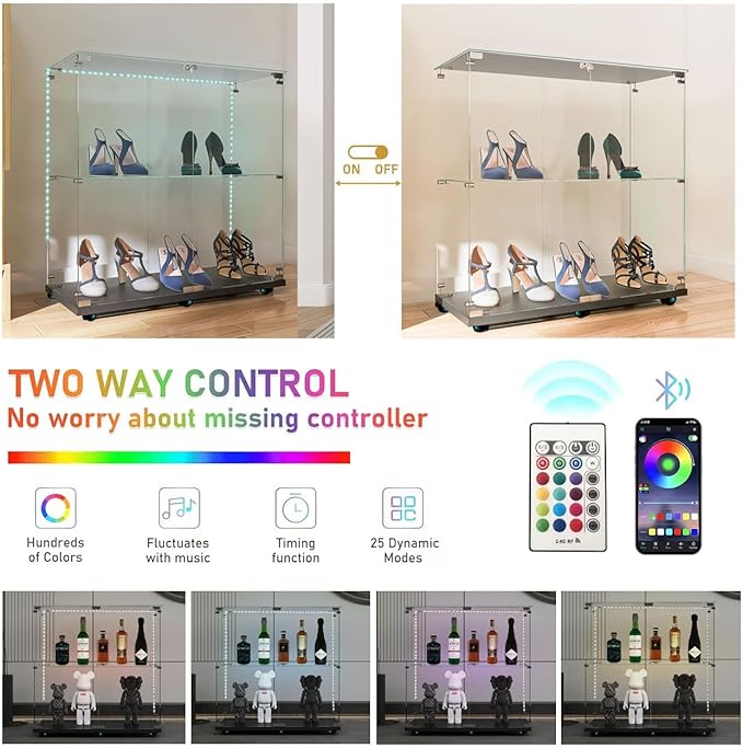 Yoluckea 2 Tiers Glass Display Cabinet - Image 3