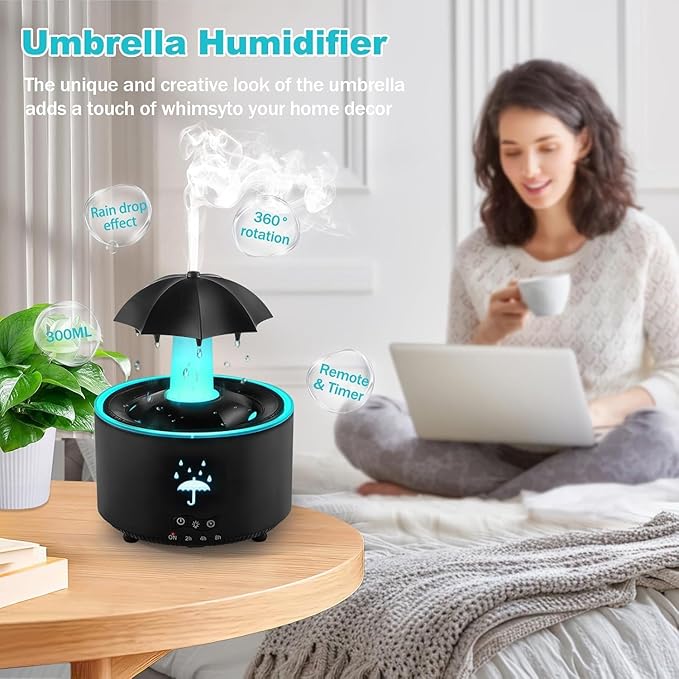 Humidifier for Bedroom, Rotating Umbrella Diffuser - Image 2