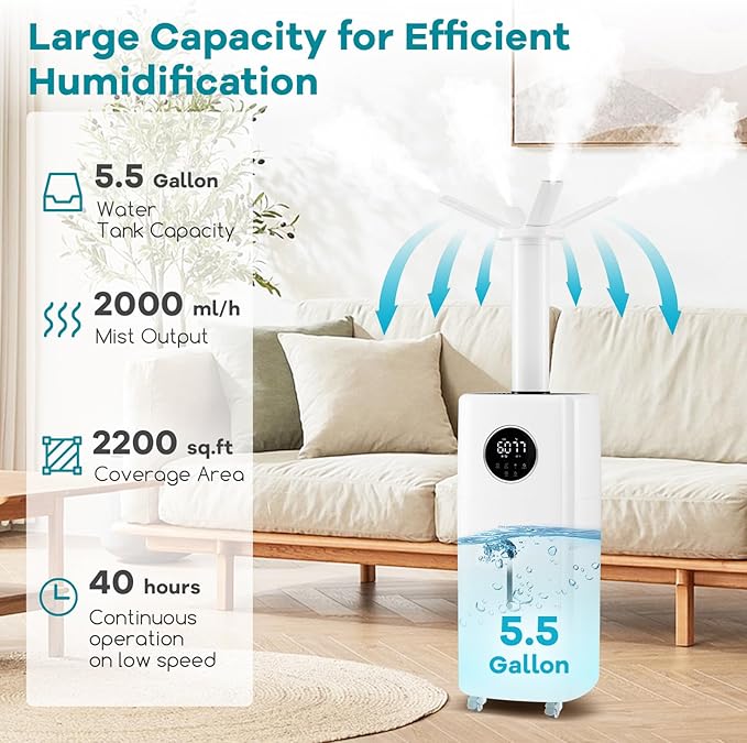 ARLIME Humidifier Large Room 2200 Sq.Ft, 5.5Gal Top Fill Commercial Humidifier - Image 4