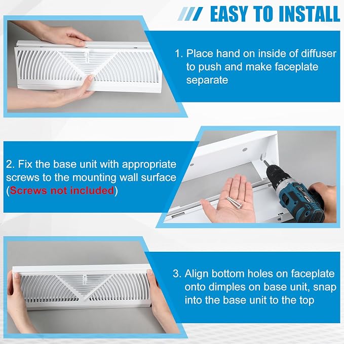Yaocom 2 Pack Baseboard Register Vent 18 Inch Duct Opening Size Vent Covers - Image 4