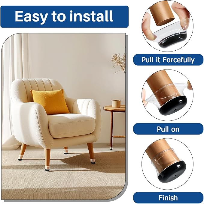 Chair Leg Floor Protectors for Hardwood Floors and Carpet GICUNK Silicone - Image 5