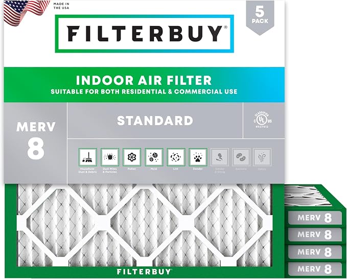 Filterbuy 30x30x1 Air Filter MERV 8 Essential Dust & Allergy Defense, by Filterbuy