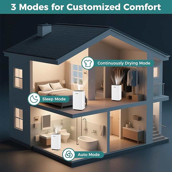 COSTWAY Dehumidifier for Large Room and Basements, Portable 30 Pints - Image 3
