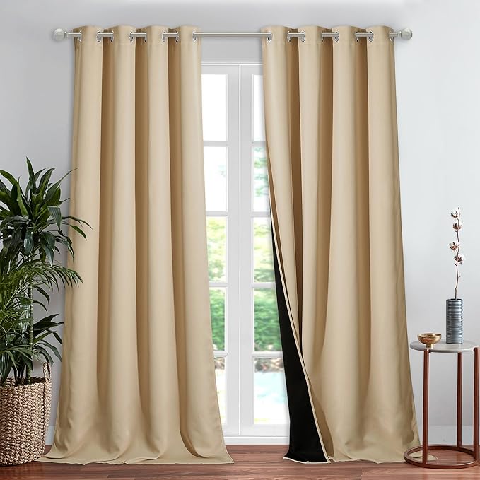 NICETOWN Thermal Insulated 100% Blackout Curtain, Biscotti Beige, 52 inches x by NICETOWN