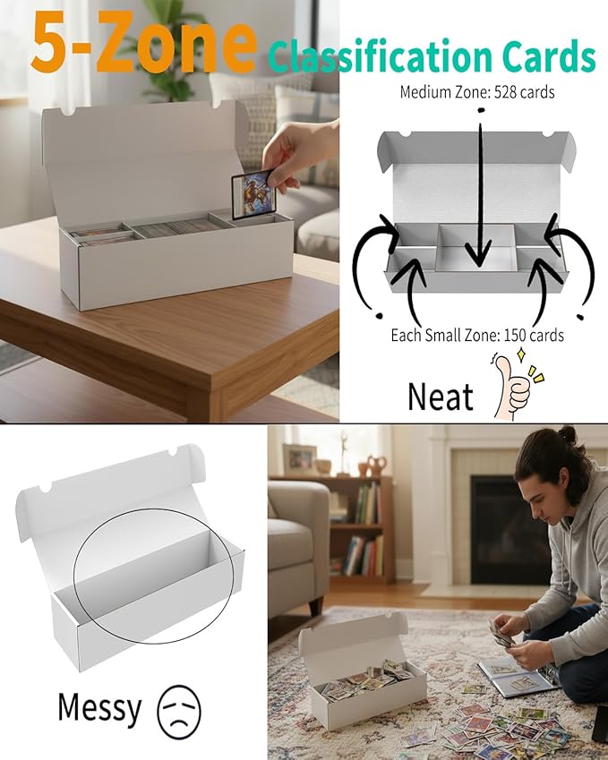 Upgraded Card Storage Box with Removable 5-Compartment, Organization Storage - Image 3