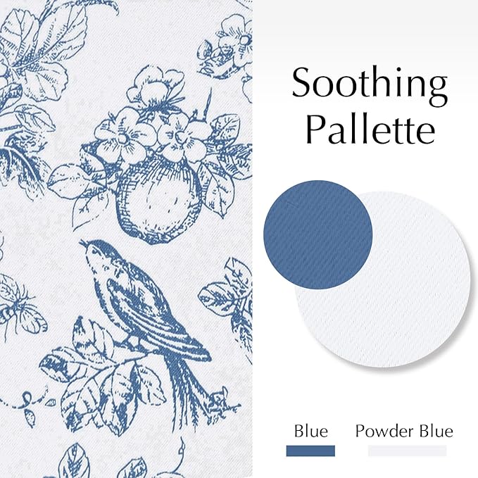 jinchan 95% Blackout Floral Curtains 84 Inches Long, Printed Flower Blue - Image 3