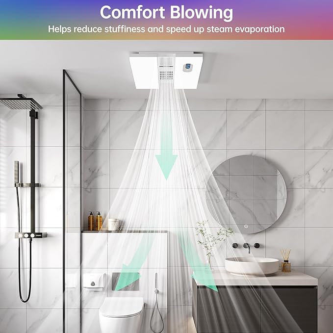 Bathroom Exhaust Fan with Heater, 230 CFM Quiet Ceiling Fan with 3 Dynamic RGB - Image 5