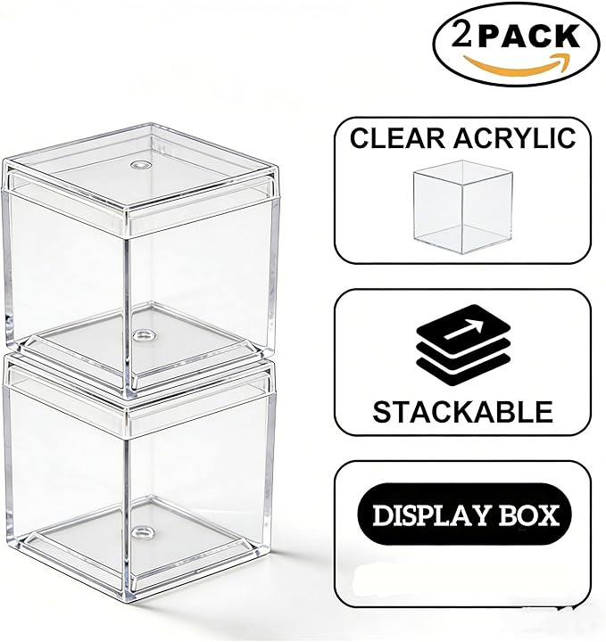 KissYou Small Acrylic Box with Lid Clear Candy Boxes Acrylic Square Cube 4 - Image 3