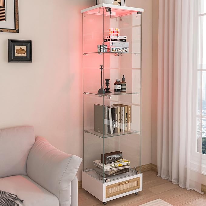 Yoluckea 4 Tiers Glass Display Cabinet - Image 7