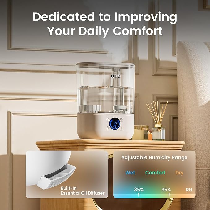 QIDO Top Fill Humidifiers for Bedroom, 5 L Cool Mist 36H Super Long Time - Image 6