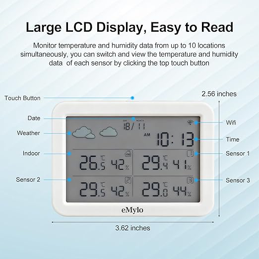 eMylo WiFi Hygrometer Thermometer 5 Pack, Smart Digital Indoor Temperature - Image 5
