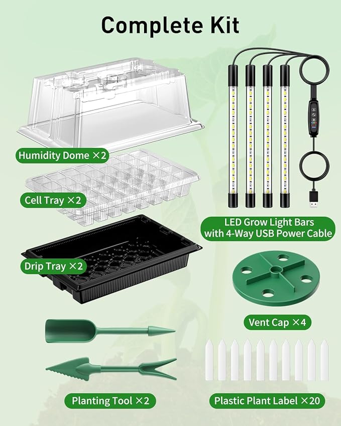 Pawfly Seed Starter Trays, 2 Pack 80 Cells Seed Starter Kit - Image 7