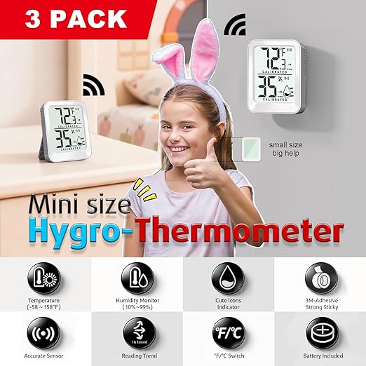 3 Pack Room Thermometer Indoor Hygrometer - Image 2