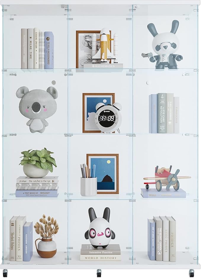 Yoluckea 4 Shelves Glass Display Cabinet Extra Large, Curio Collection Glass - Image 9