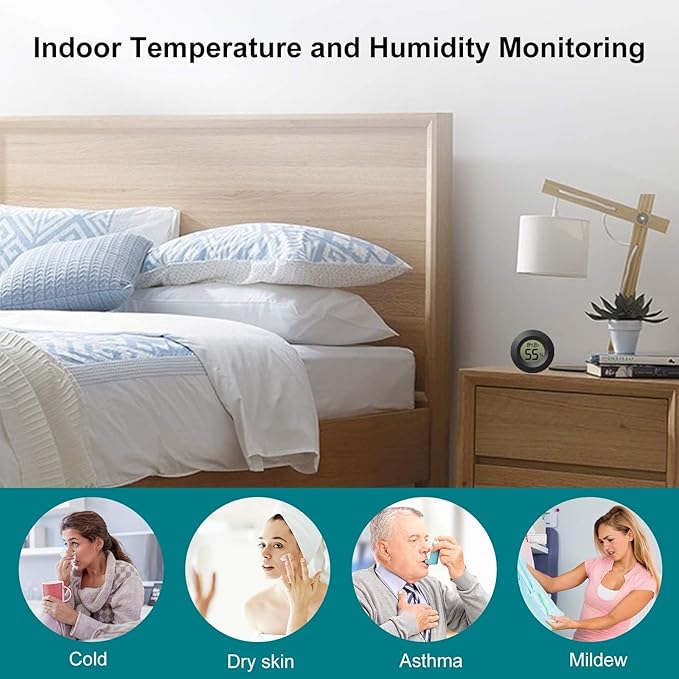 EEEKit Hygrometer Thermometer, 3 Pack LCD Monitor Indoor Humidity Meter - Image 2