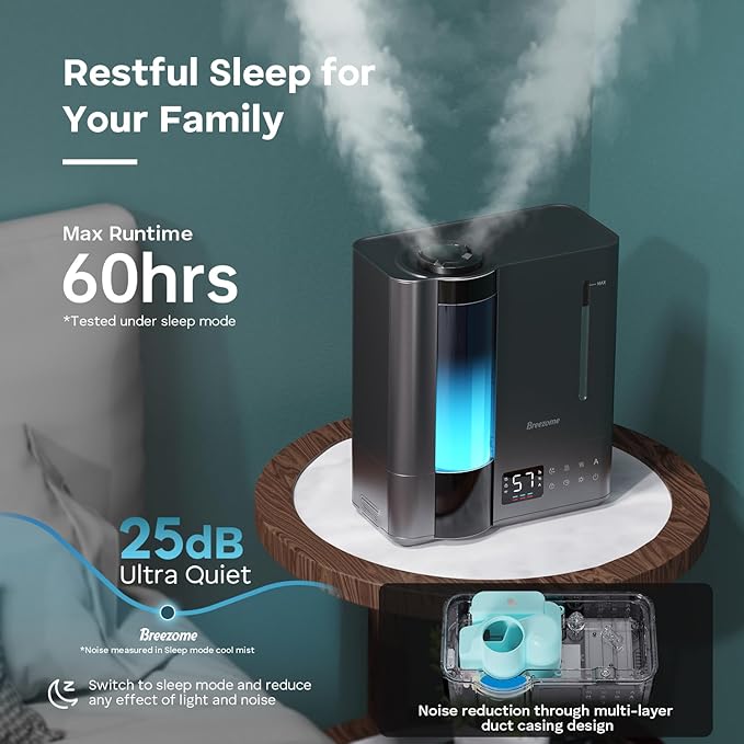 BREEZOME 8L Humidifiers for Bedroom, Warm & Cool Mist for Large Room Home - Image 6