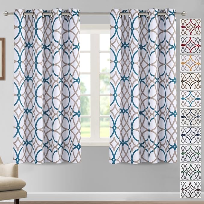 H.VERSAILTEX Blackout Curtains Printed Design 63 Inch Length 2 Panels Set by HVERSAILTEX