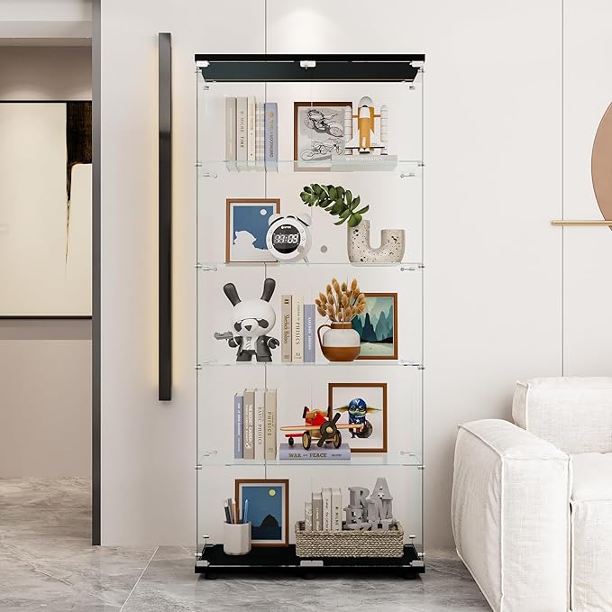 Yoluckea 5 Shelves Glass Display Cabinet by Yoluckea