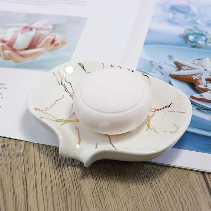 Ceramic Marble Texture Soap Dish, Self Draining Slot, Ceramic Self Draining - Image 7