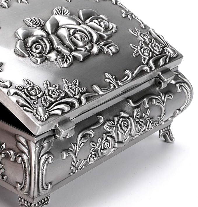 Hipiwe Vintage Metal Jewelry Box Small Trinket Jewelry Storage box - Image 3