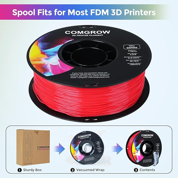 Comgrow TPU Filament 1.75, 3D Printing Filament, Flexible 3D Printer Filament - Image 5