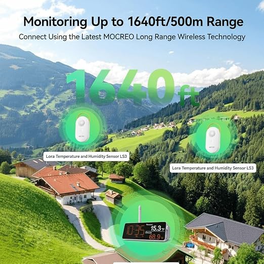 MOCREO Indoor Hygrometer Thermometer LS3, 1640ft Long Monitor Range, Smart - Image 3