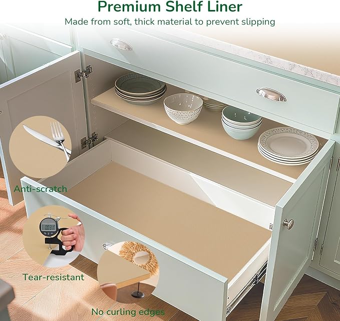 Drawer and Shelf Liner for Kitchen, Non-Slip Non-Adhesive Cabinet Liners for - Image 6