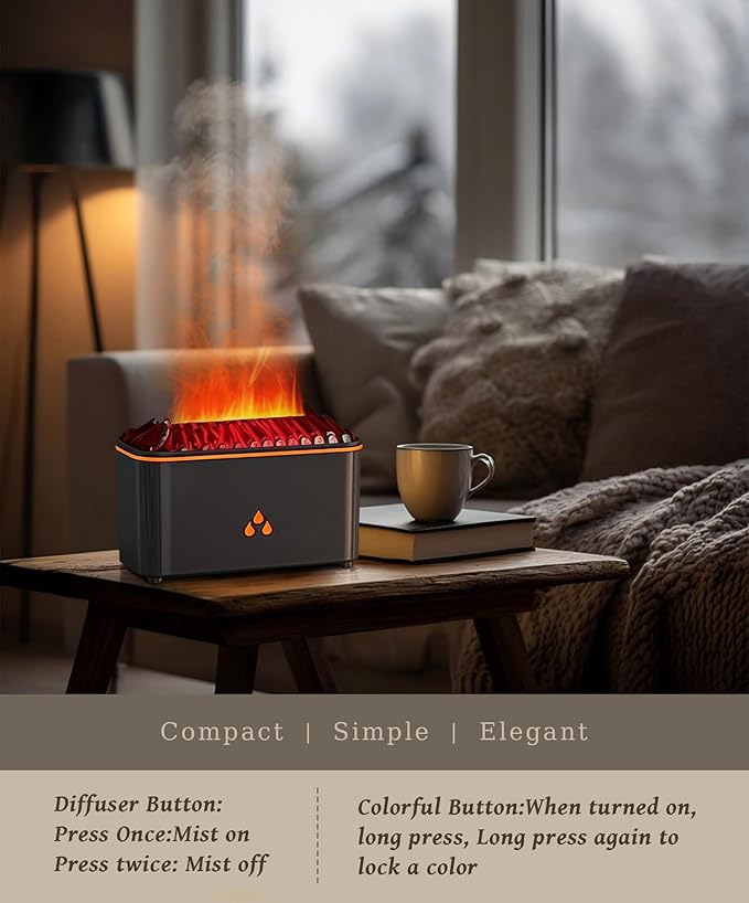 Essential Oil Diffuser, Flame Air Aromatherapy Diffuser, 7 Color Changing Light - Image 4