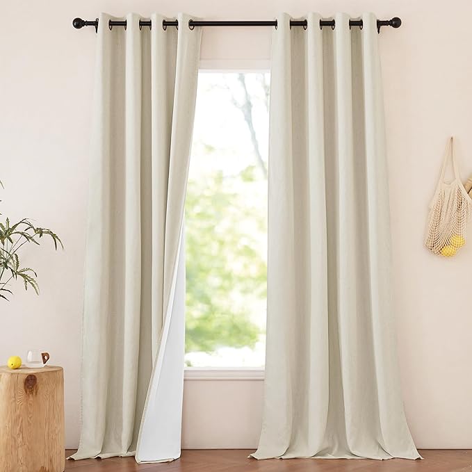 NICETOWN 100% Blackout Curtains 90 inches Long, Thick Linen Textured Bronze by NICETOWN