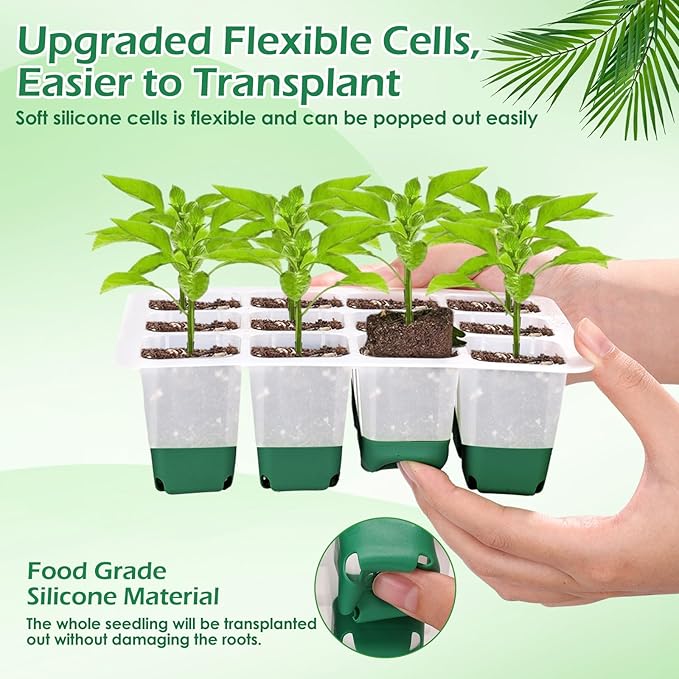 Reusable Seed Starter Tray, 4 Pack Silicone Seed Starter Kit - Image 3