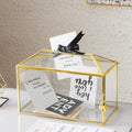Glass Wedding Card Box with Slot, 12.6 inch Large Clear Card Box Gold Brass by Giadun