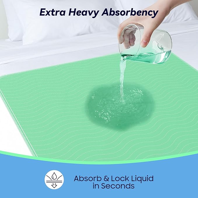 2 Pack 36” x 54” Extra Heavy Absorbency Washable Underpads, Waterproof Nursing - Image 3