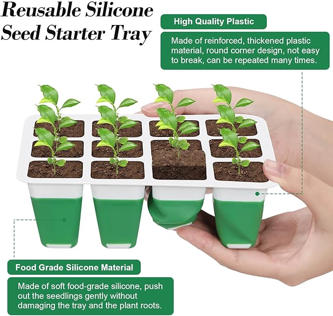 Mckanti 6 Pack Silicone Seed Starter Tray, Reusable Seed Starter Kit - Image 3