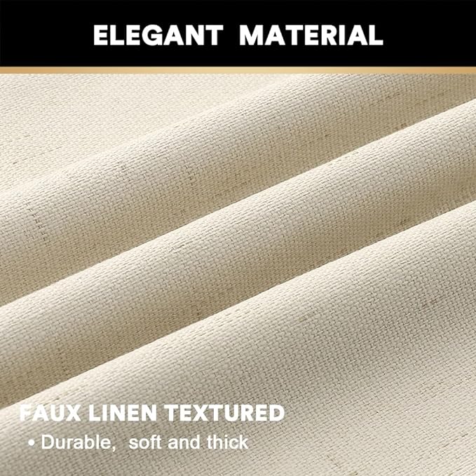 PrinceDeco Blackout Curtains 100% Blackout Linen Textured Curtains - Image 4