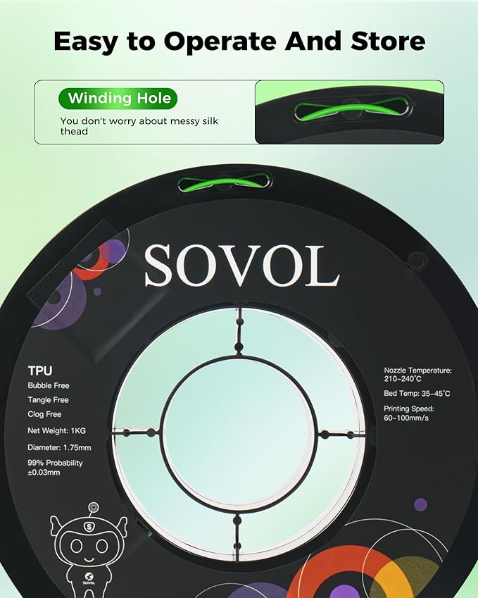 Sovol TPU Filament 1.75mm, 95A Soft TPU Flexible 3D Printer Filament - Image 6
