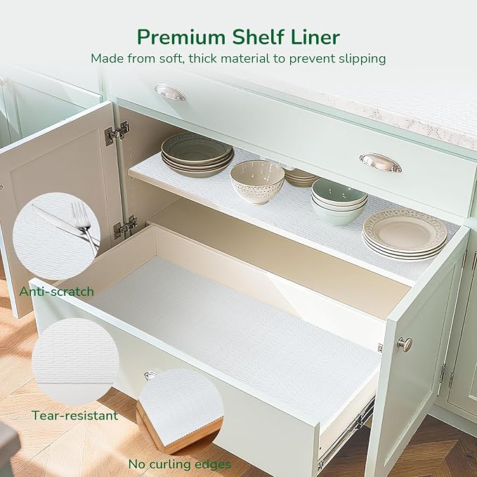 Practical White Shelf Liners for Kitchen Cabinets, Non-Adhesive Drawer Liner - Image 5