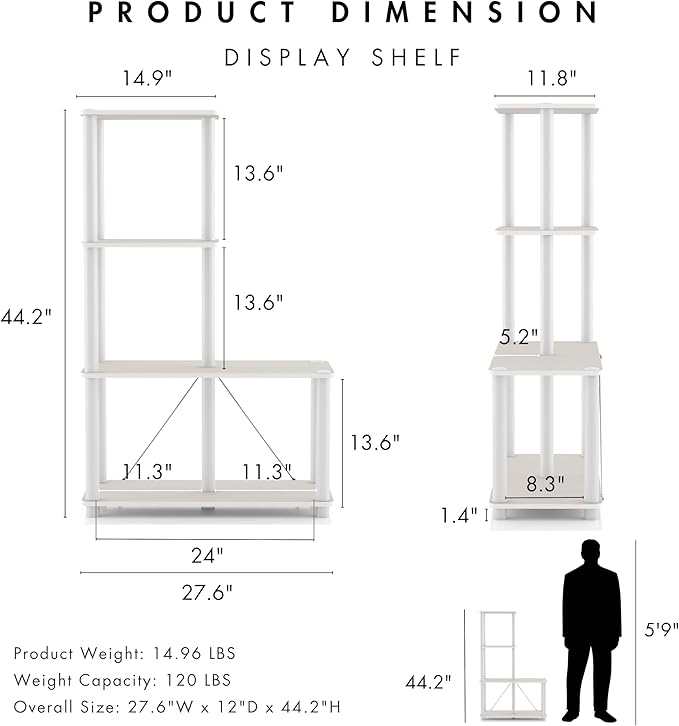 Homes: Inside + Out Apexa Modern 4-Cube Ladder Shelving Units, Collectibles - Image 3