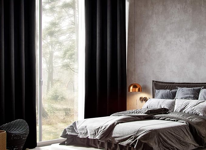 MYSKY HOME Solid Black Door Curtain Blackout Colset Curtains - Image 7