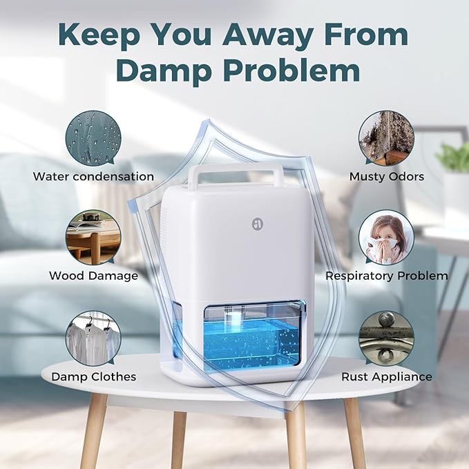 60 OZ Dehumidifiers for Home, Dual-Semiconductor Quiet Dehumidifier - Image 7